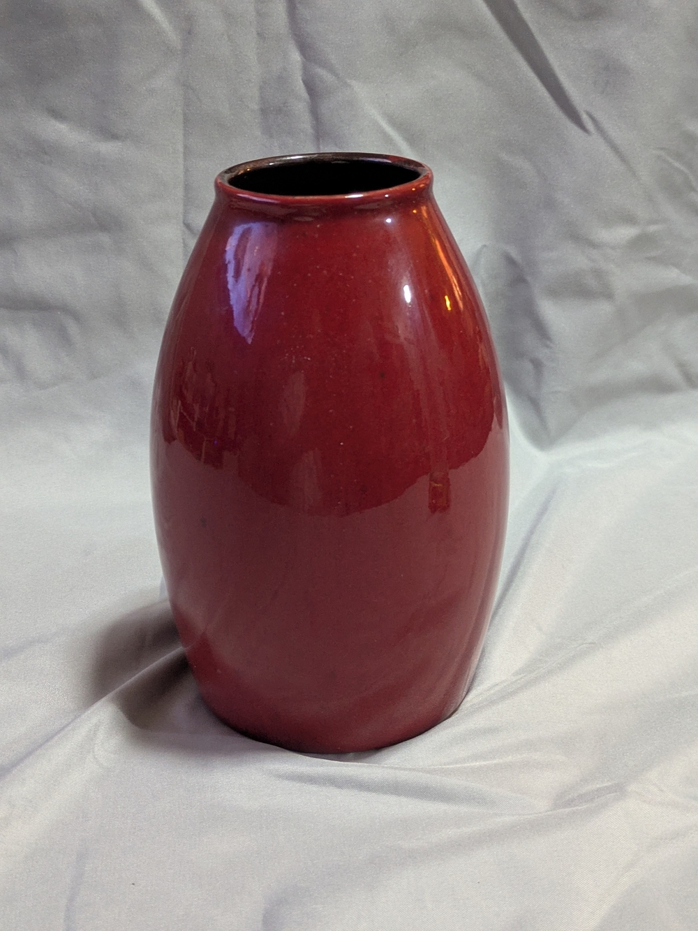 German Pottery Red Glazed Vase 639-18 Amano Oval Ceramic Vintage Scheurich